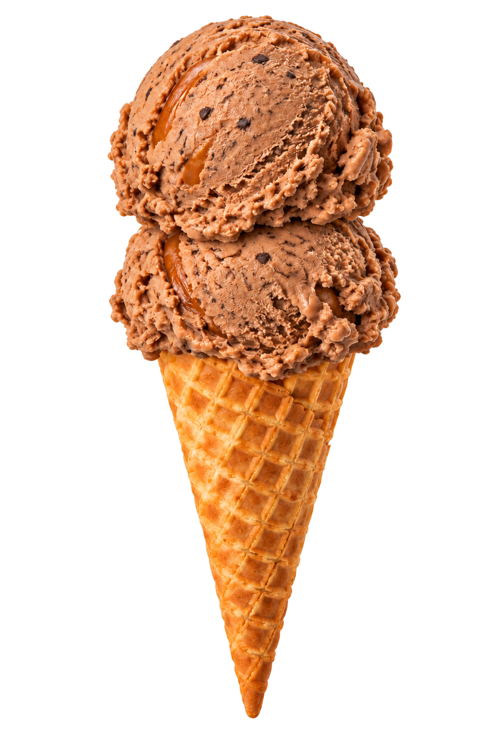 Caramel Behaviour ice cream in a waffle cone